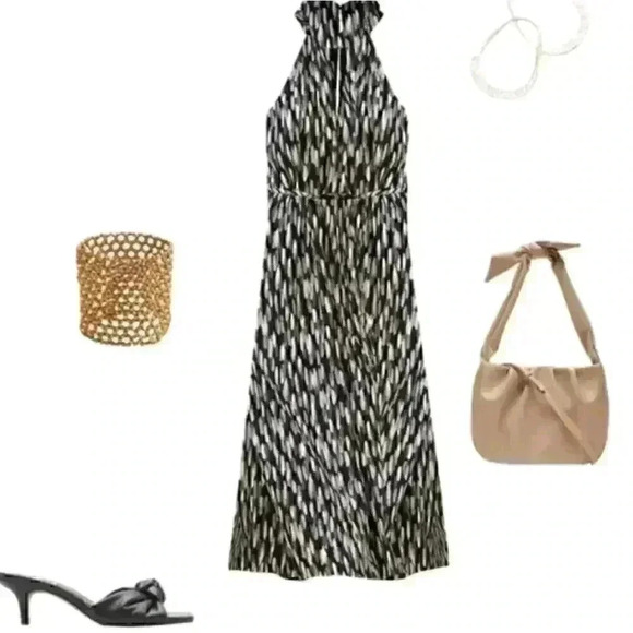 Twist-Neck Satin Midi Dress - Picture 8 of 14